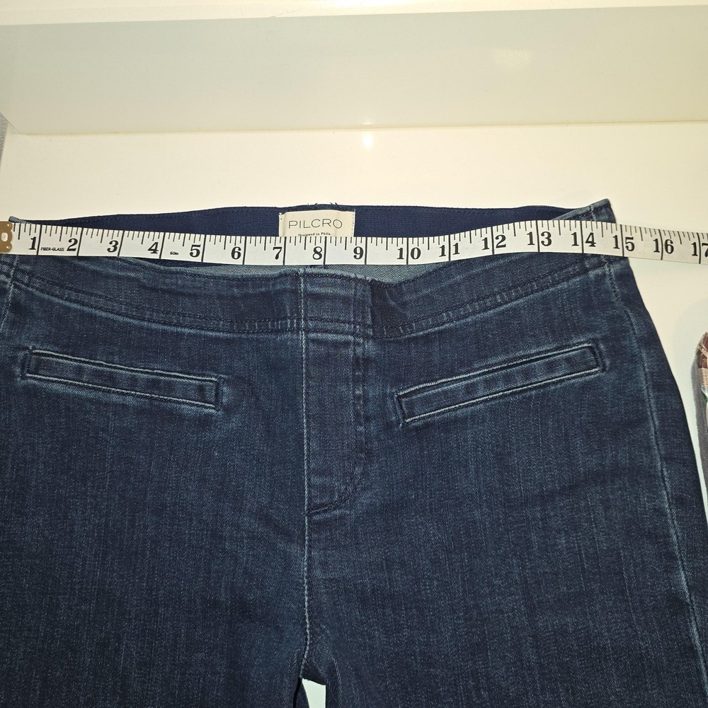 Pilcro Jeans Womens 28 Blue Mid Rise Flare Elastic Waist Stretch Boho Trendy - Picture 3 of 11